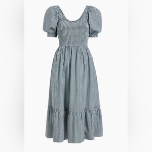 HILL HOUSE The Louisa Nap Dress Gingham in Emerald Green White Size Small NWT